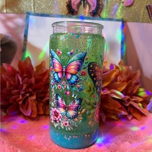 Colorful Butterfly Glass Candle Holder